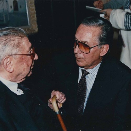 Con Luis Caruncho en la exposición que celebró en el Museo de la Ciudad. Madrid, 1993.