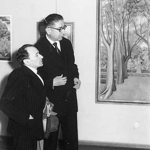 Con Ricardo García Segundo en la exposición celebrada en el Círculo de Bellas Artes (Madrid) en 1959.