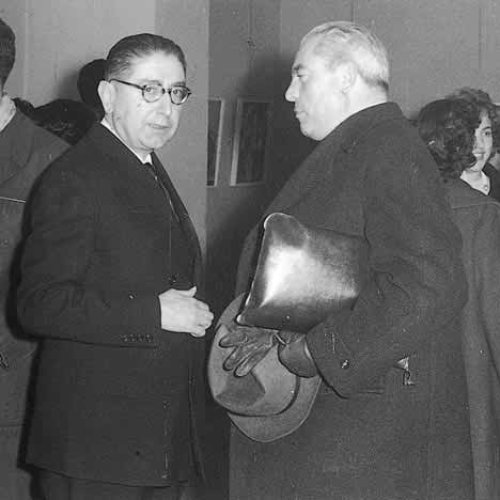 Con Federico Galindo en la exposición celebrada en la Galería Toisón (Madrid) en 1962.