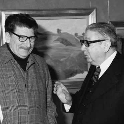 Con Rafael Santos Torroella en la exposición organizada por Caja Madrid en Barcelona en 1985.