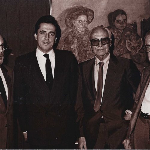 Con Javier Clavo, Manuel Melero y Rafael Vázquez Aggerholm en la exposición Vázquez Díaz y sus discípulos (Córdoba) en 1987